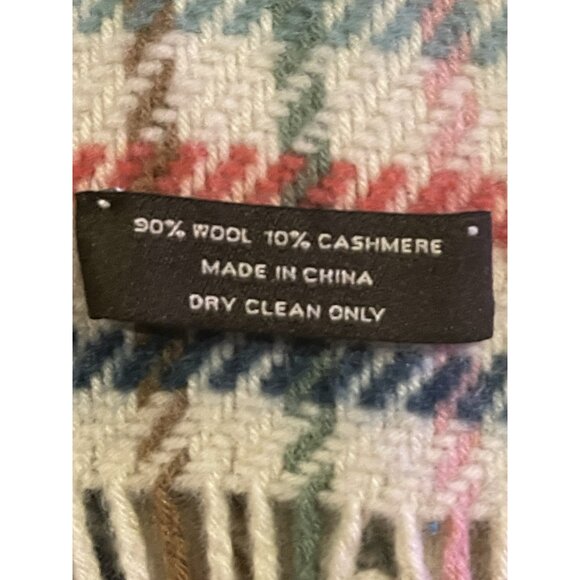 COACH Wool Cashmere Check Pattern Neck Muffler Scarf Self Fringed 9.5" x 65" - Picture 4 of 10